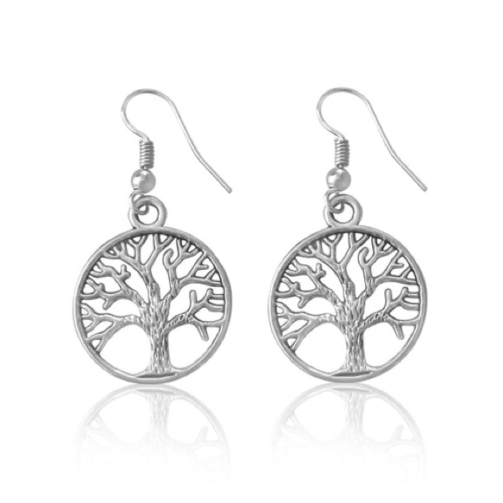 New Woman’s 925 Sterling Silver Tree Of Life Boho Handmade Drop Dangle Earrings - Picture 2 of 16